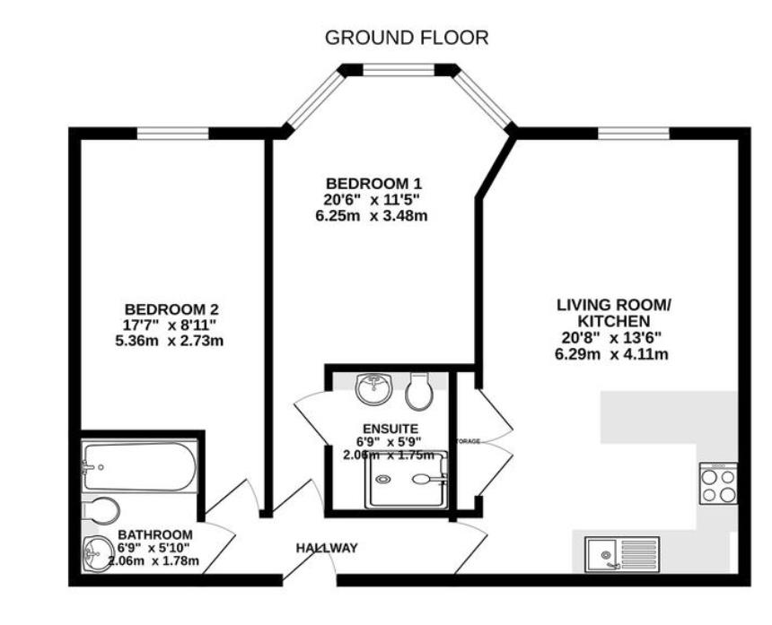 Floorplan - Apartment 3 Wellington House Waterloo Road, Ramsey. - Plan 1 of 1