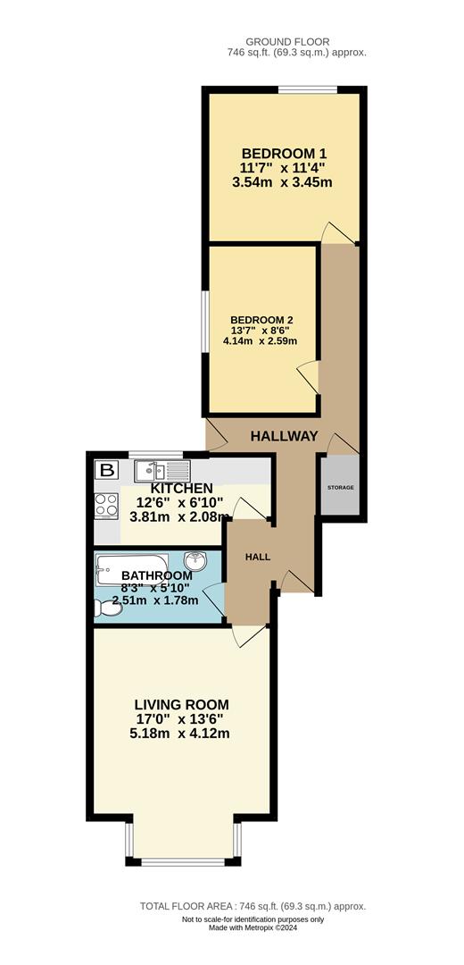 Floorplan - Flat 1, 35 Peel Road, Douglas. - Plan 1 of 1