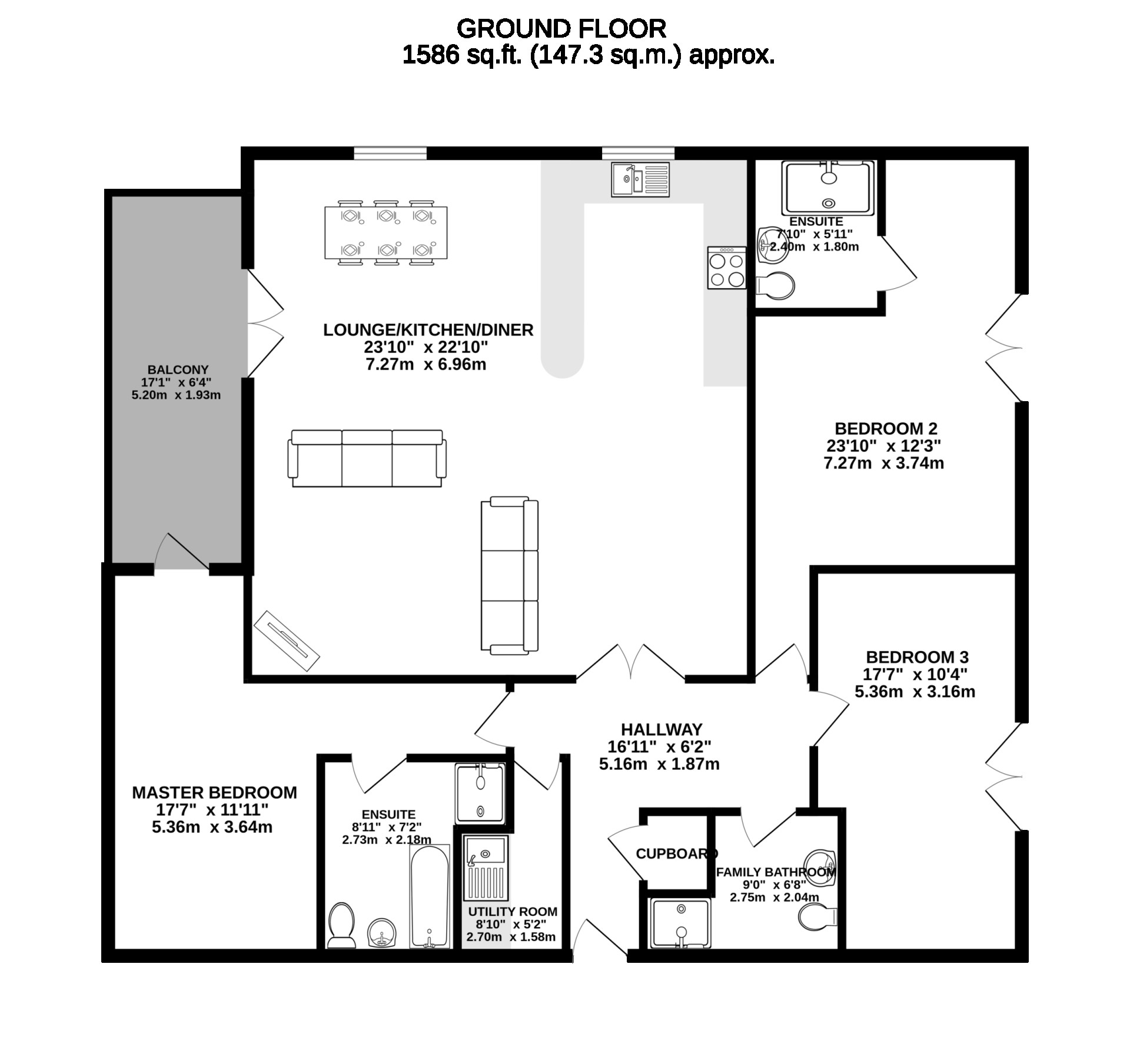 Floorplan - Apt. 4 Lakeside Apartments, Park Road, Ramsey, IM8 3AR. - Plan 1 of 1