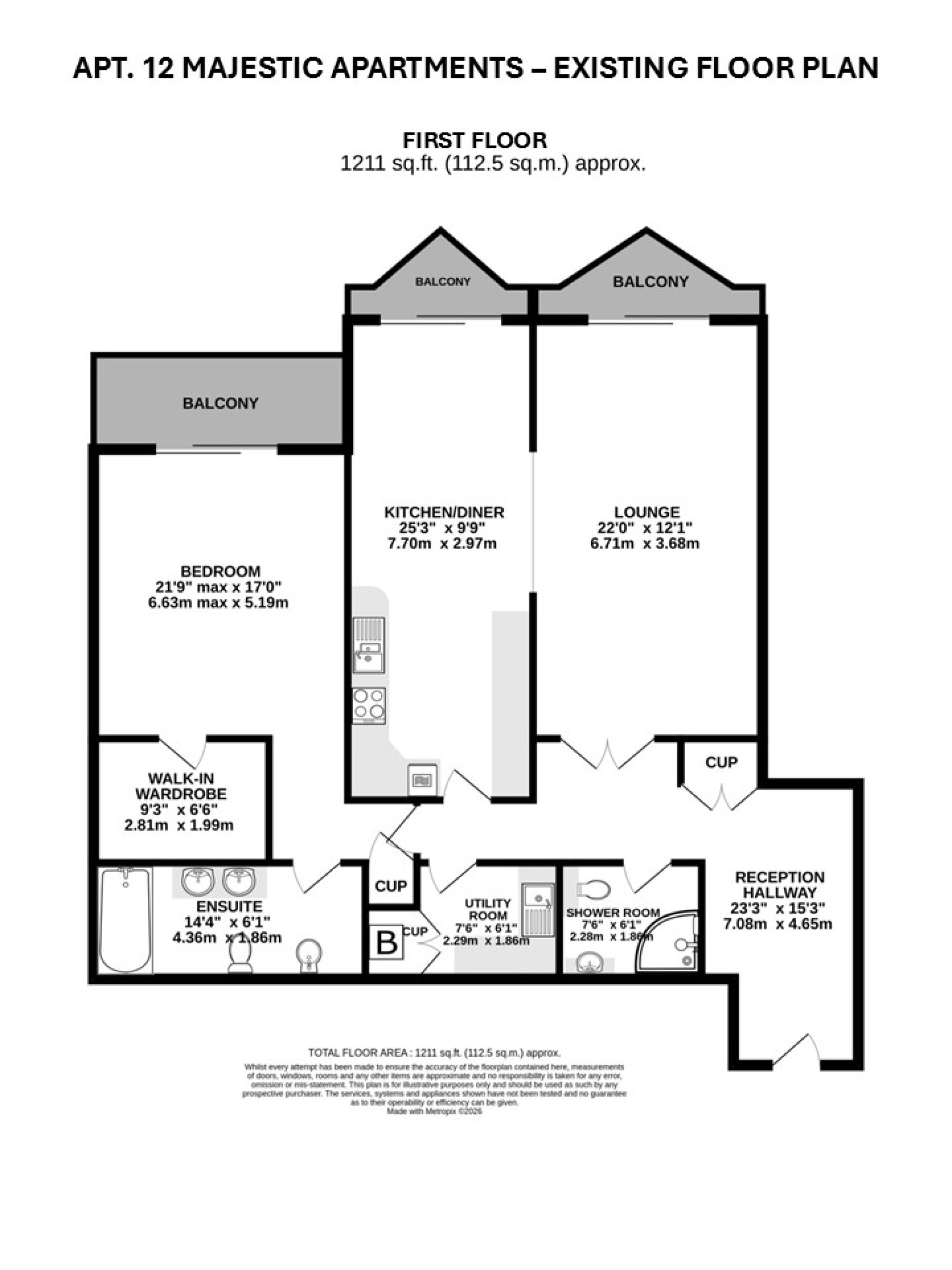 Floorplan - Apt. 12 Majestic Apartments, King Edward Road, Onchan, IM3 2BD. - Plan 1 of 5