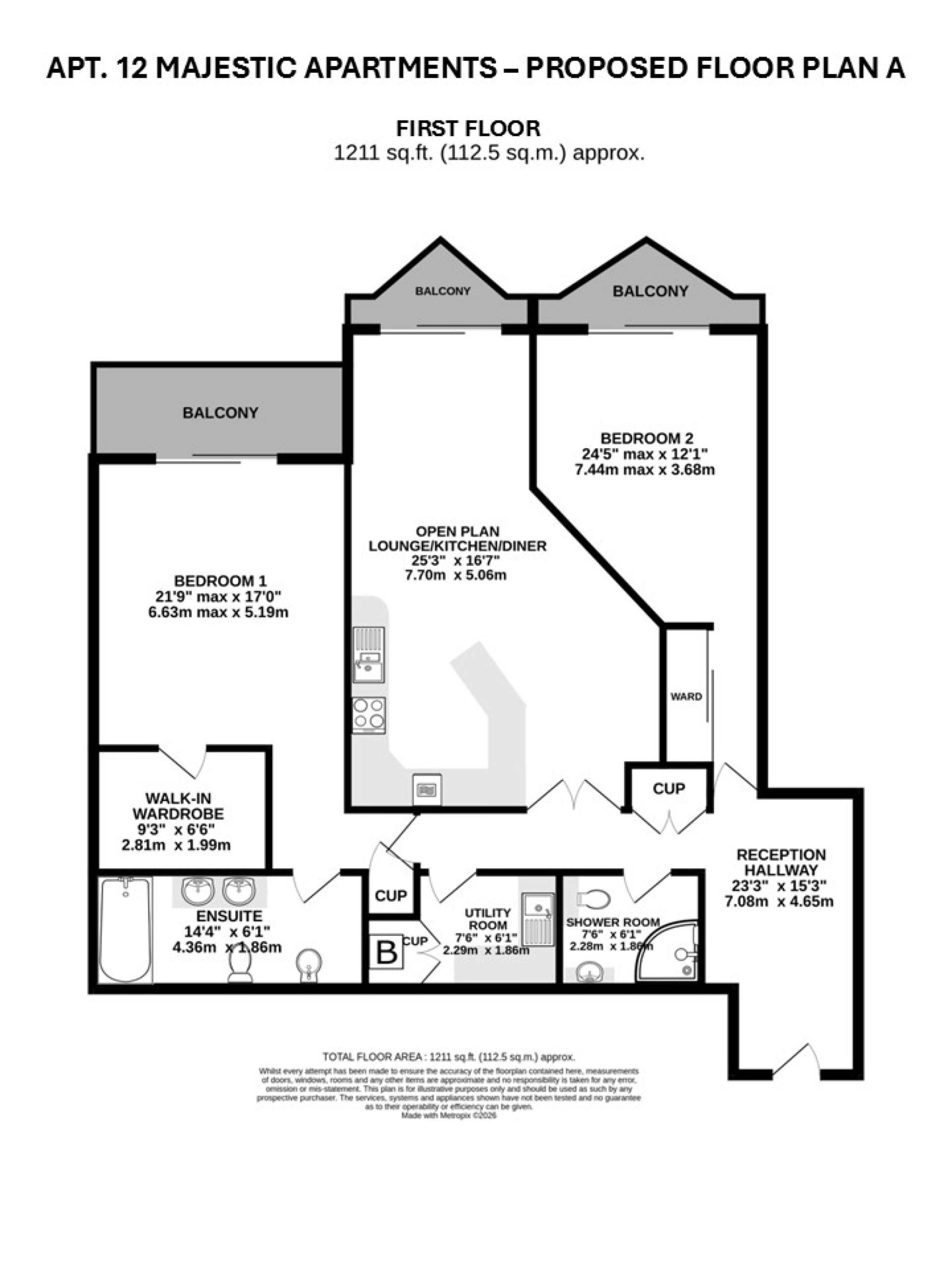 Floorplan - Apt. 12 Majestic Apartments, King Edward Road, Onchan, IM3 2BD. - Plan 2 of 5