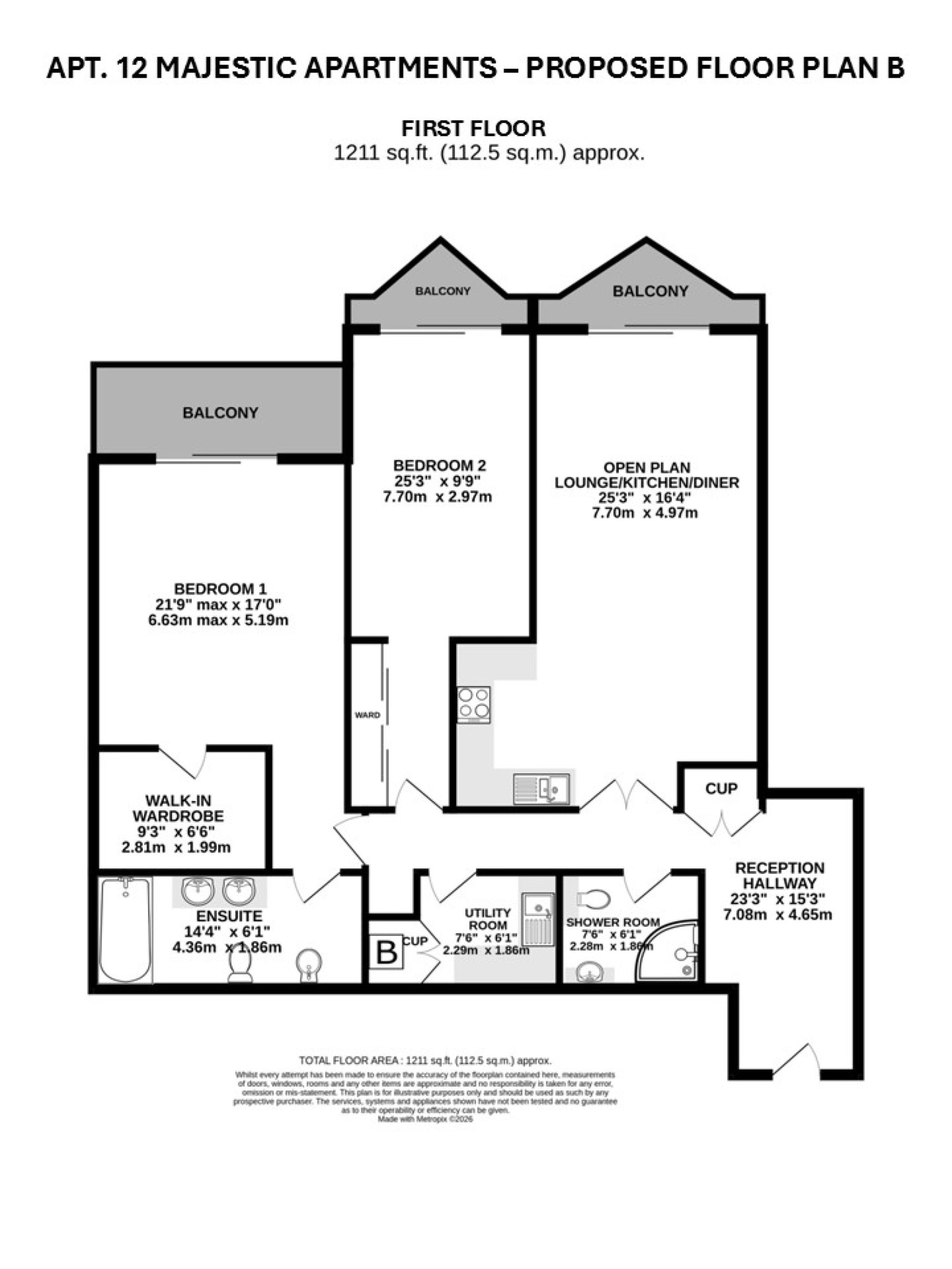 Floorplan - Apt. 12 Majestic Apartments, King Edward Road, Onchan, IM3 2BD. - Plan 3 of 5