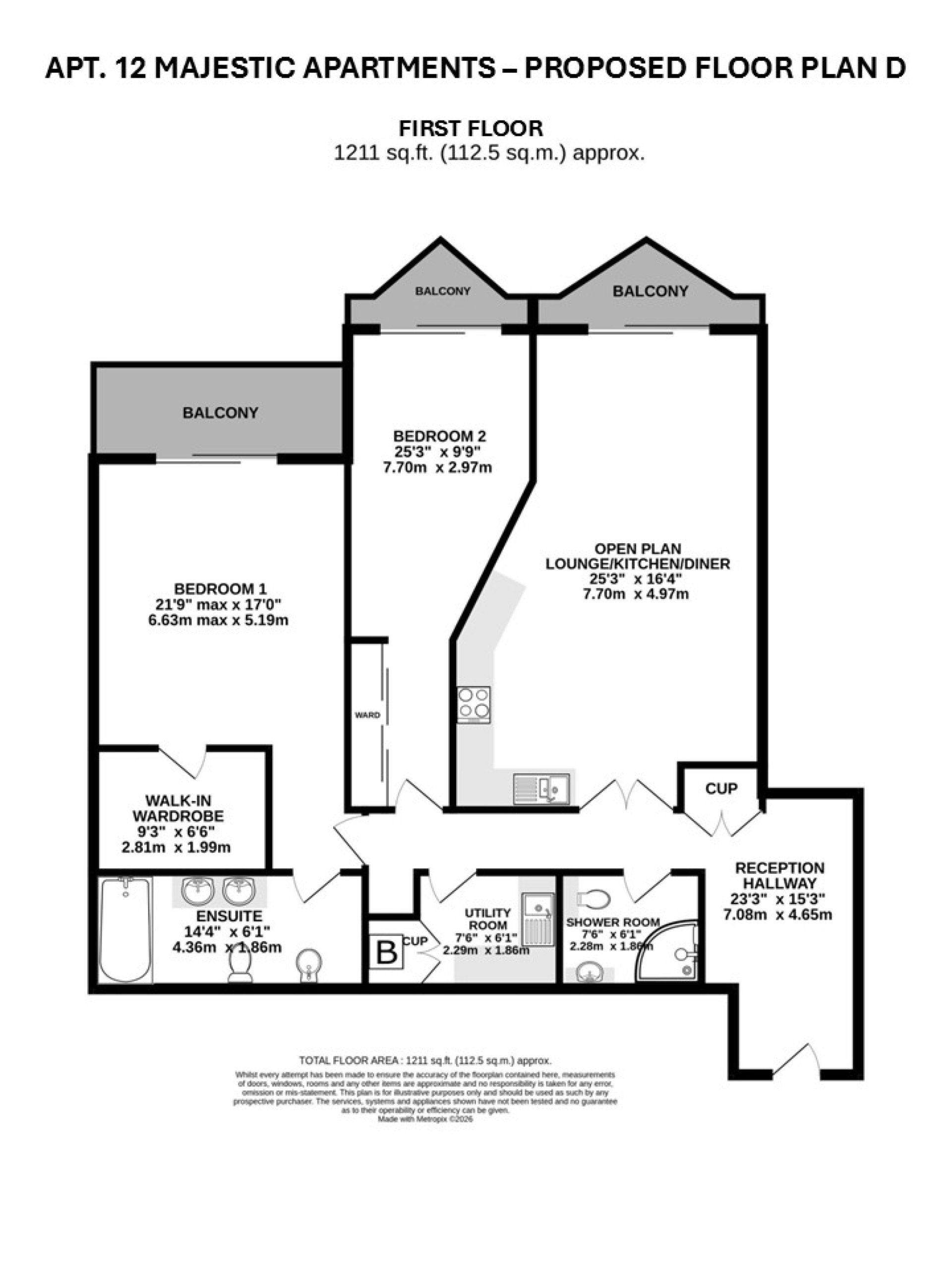 Floorplan - Apt. 12 Majestic Apartments, King Edward Road, Onchan, IM3 2BD. - Plan 5 of 5