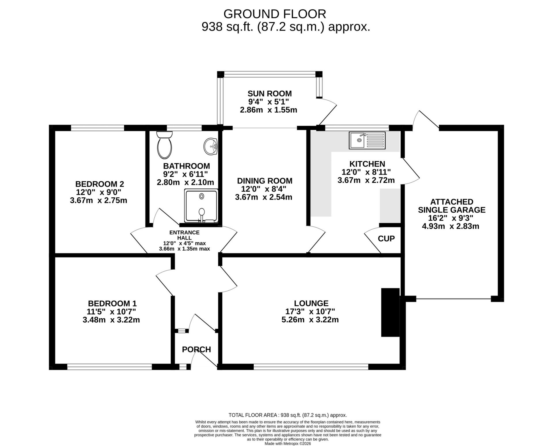 Floorplan - 91 Hawthorne Grove, Ballasalla, IM9 2EB. - Plan 1 of 1