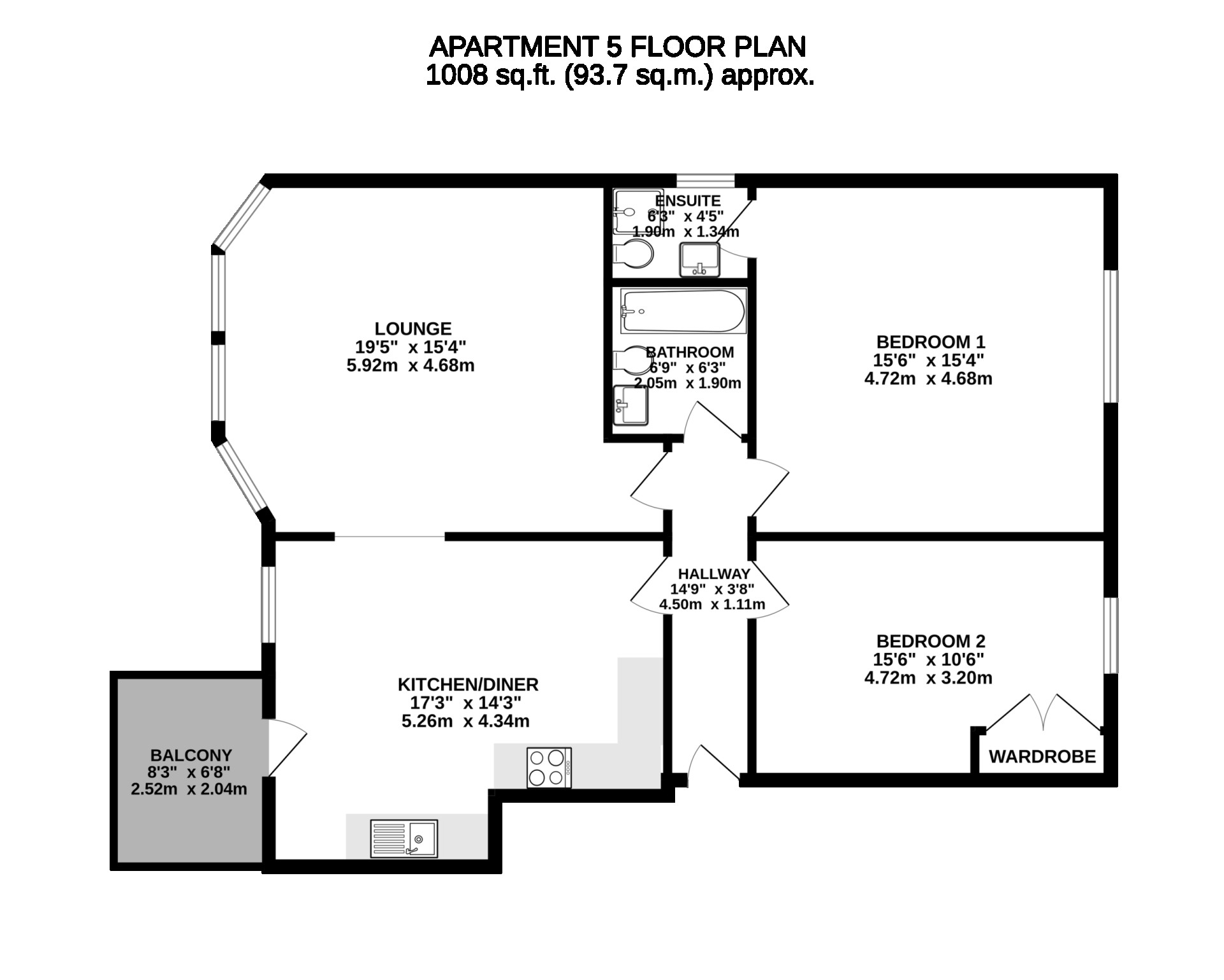 Floorplan - Apt 7 The Waterfront, Mooragh Promenade, Ramsey, IM8 3AW. - Plan 1 of 1