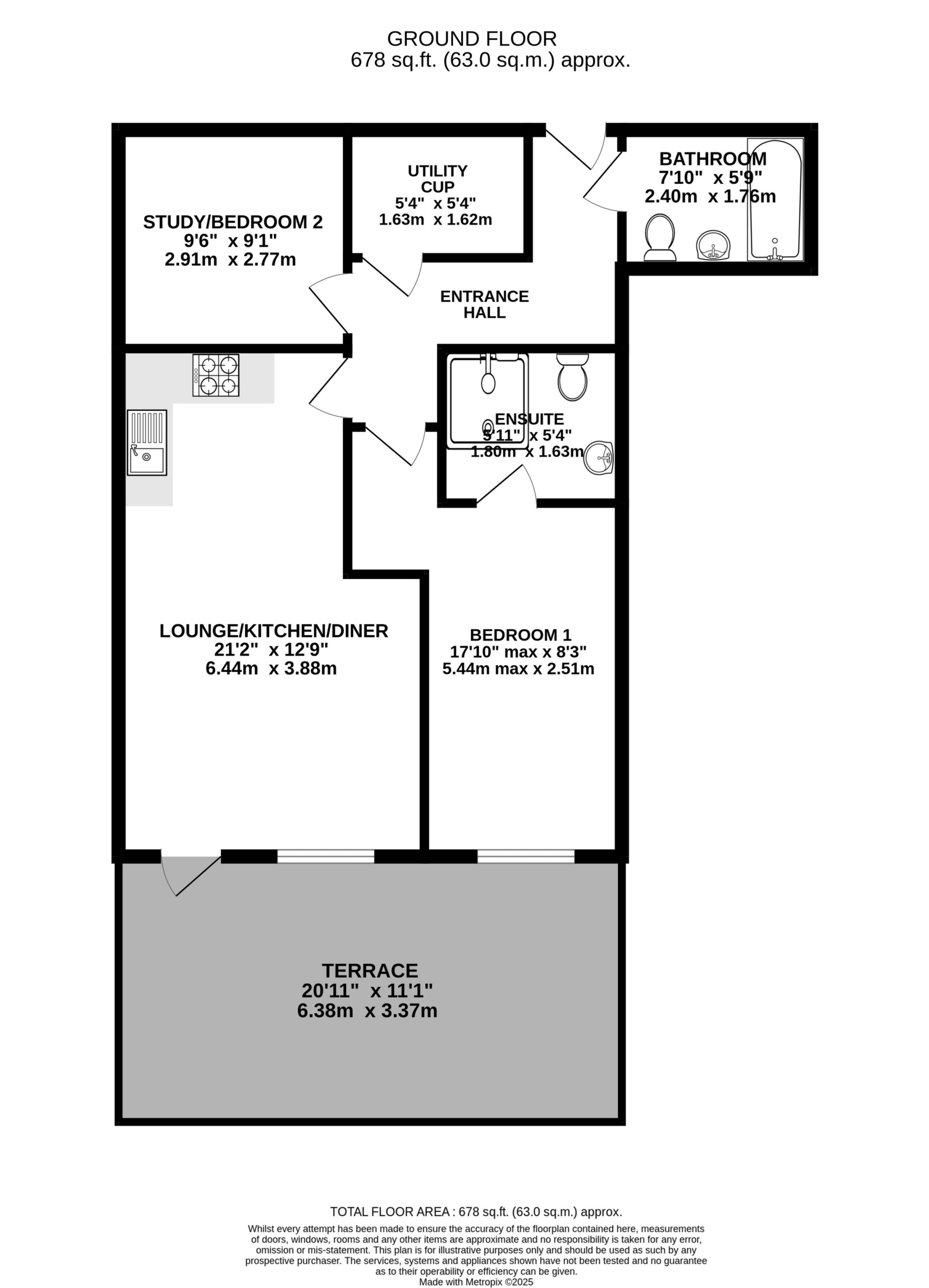 Floorplan - Apt. 2 Harris View Apartments, Mona Terrace, Douglas, IM1 3NA. - Plan 1 of 1