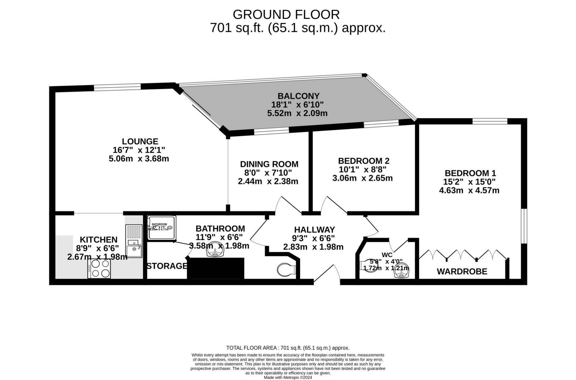Floorplan - Apt. 307, Queens Court, Ramsey, IM8 1LL. - Plan 1 of 1