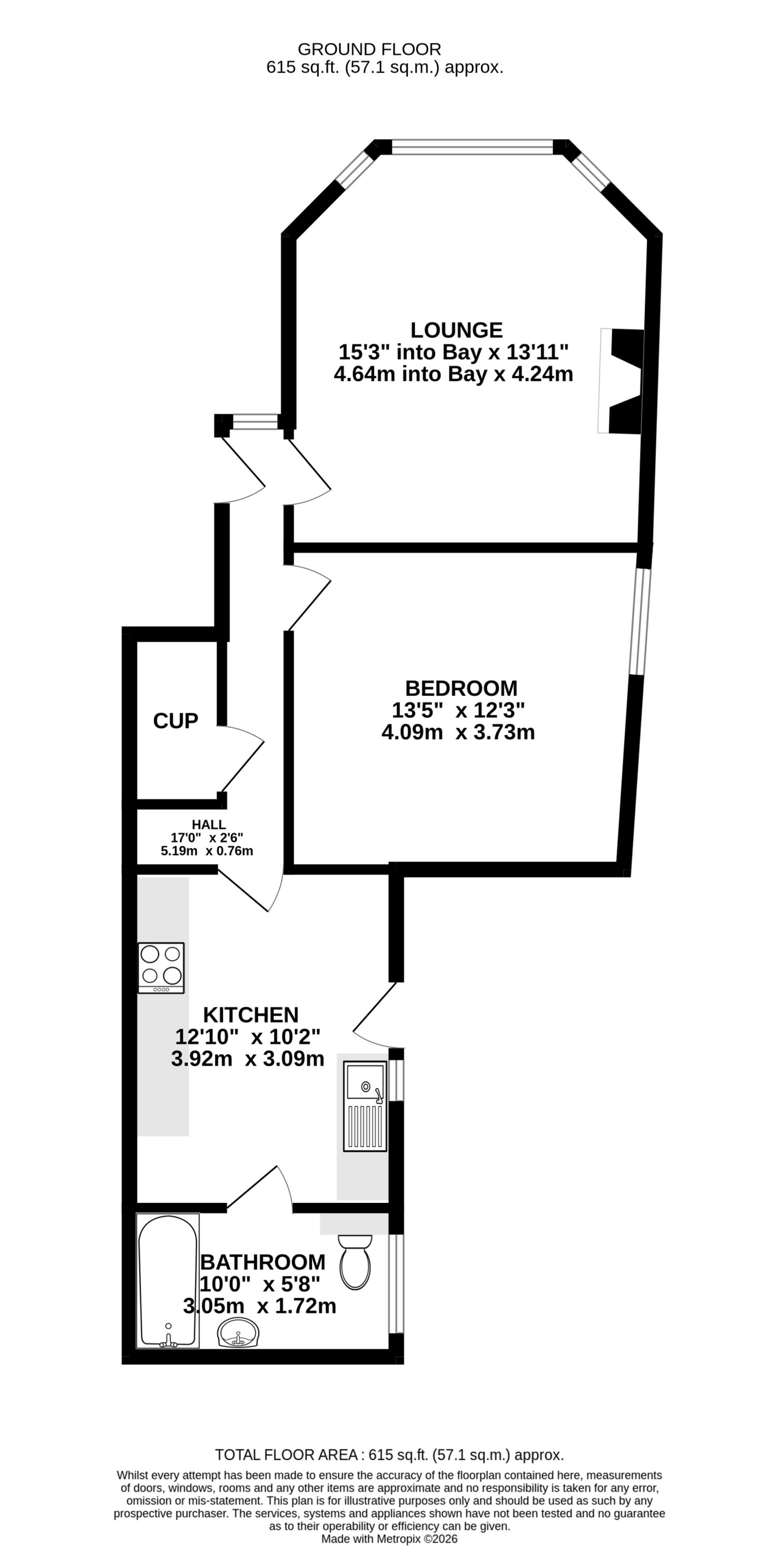 Floorplan - Apt. 1, 7 Royal Avenue West, Onchan, IM3 1HB. - Plan 1 of 1