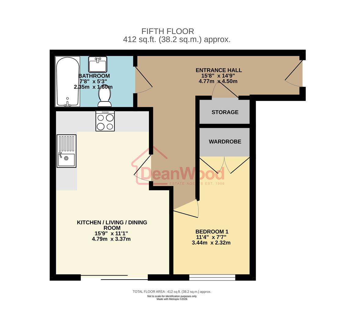 Floorplan - 74 Queens Apartments, Douglas, Isle of Man. - Plan 1 of 1