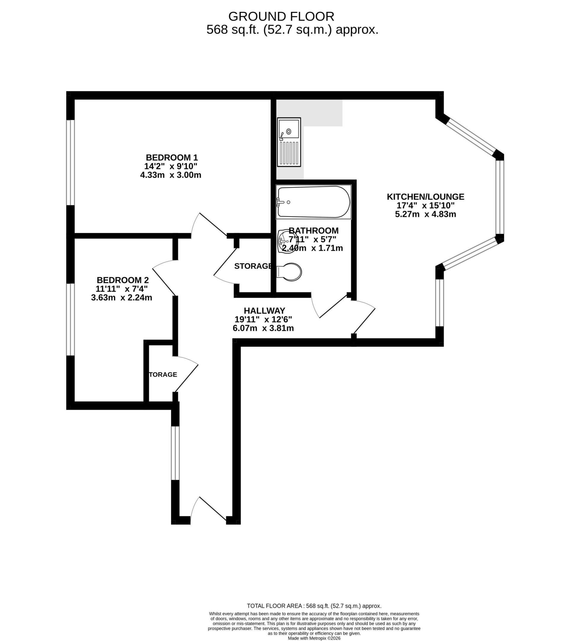 Floorplan - 17 Queens Pier Apartments, Queens Drive East, Ramsey, IM8 1EU. - Plan 1 of 1