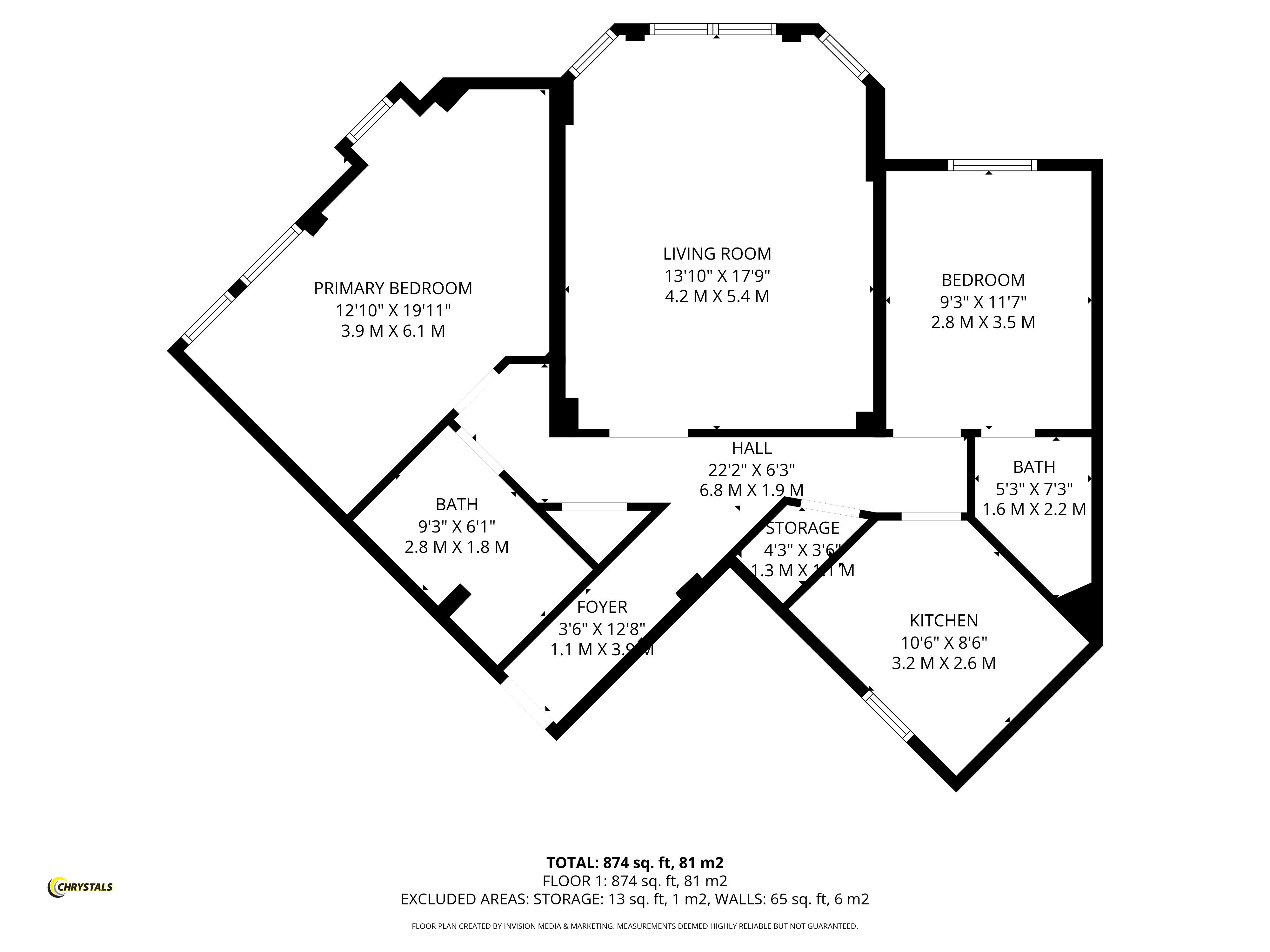 Floorplan - 29 Central Apartments, Central Promenade, Douglas IM2 4EL. - Plan 1 of 1