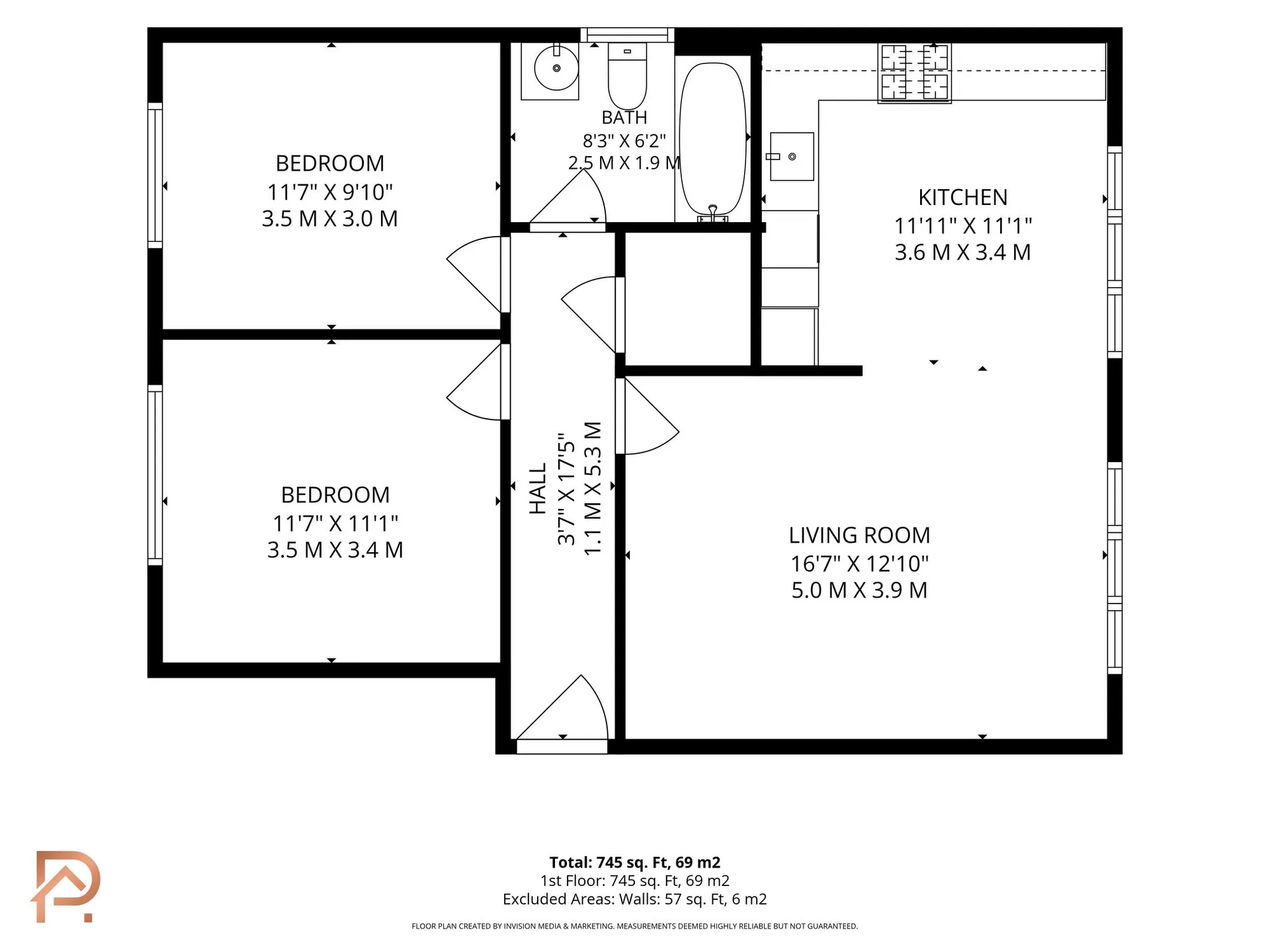 Floorplan - 2 bed apartment for sale in Ballacottier Meadow, Douglas, IM2. - Plan 1 of 1