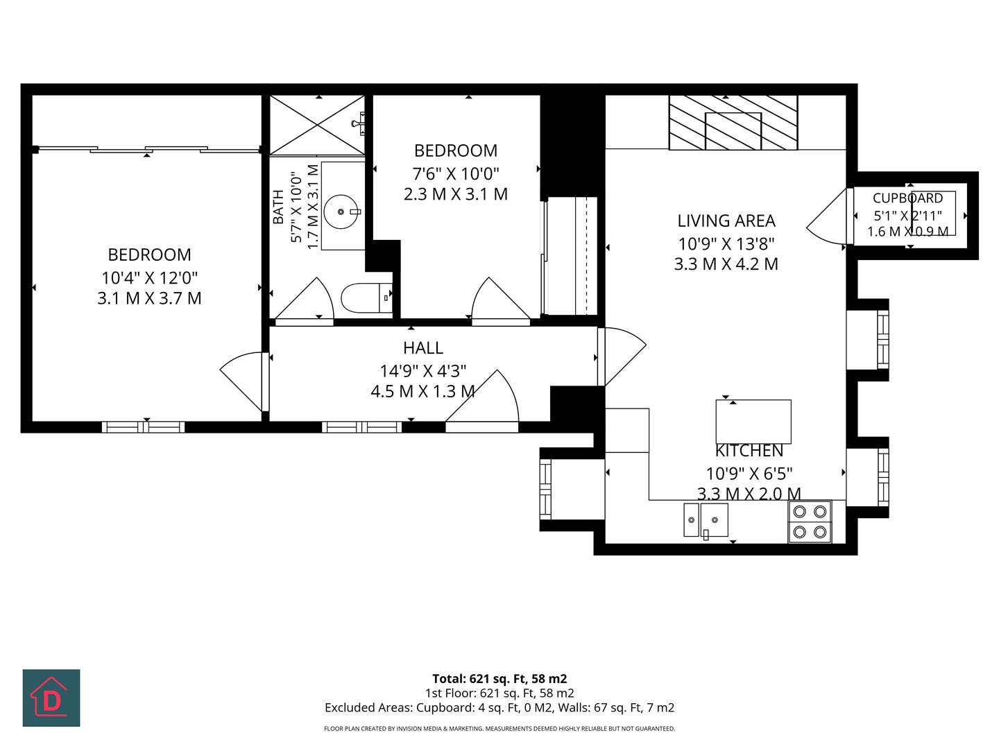 Floorplan - Hilcot, Croit-E-Quill Road, Laxey. - Plan 1 of 1