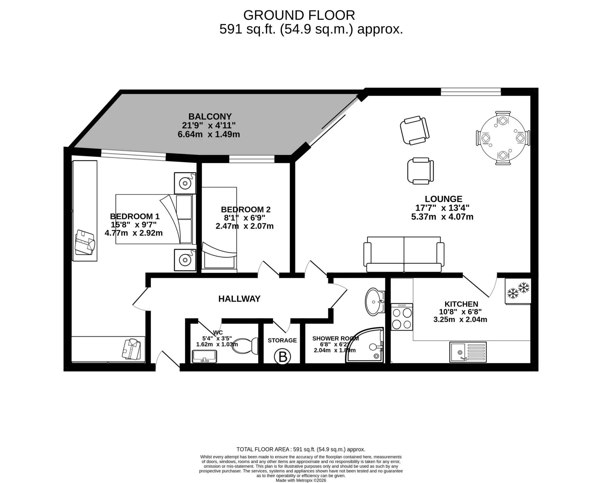 Floorplan - Apartment 110, Kings Court, Ramsey. - Plan 1 of 1