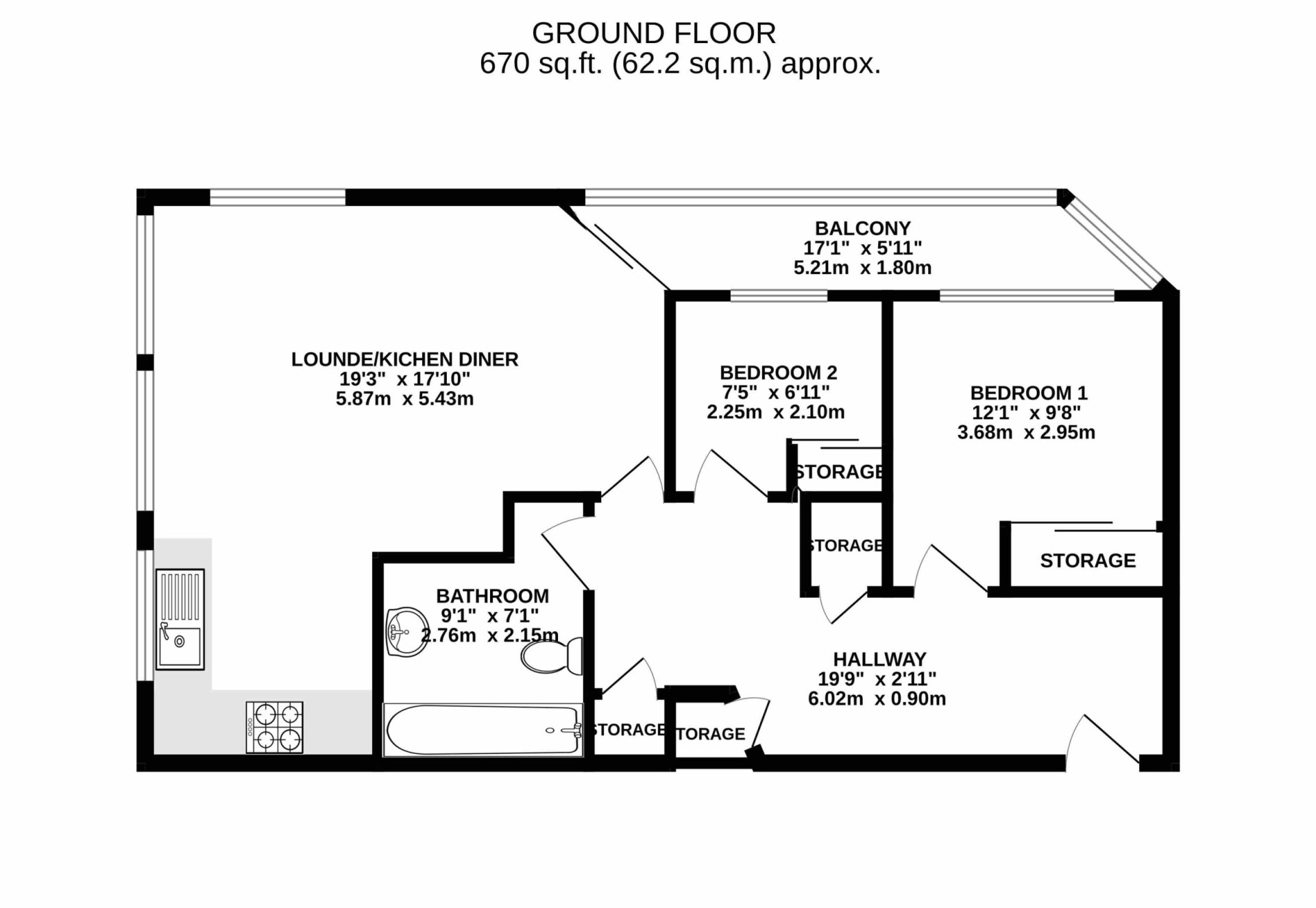 Floorplan - 501 Kings Court, Ramsey, IM8 1LN. - Plan 1 of 1