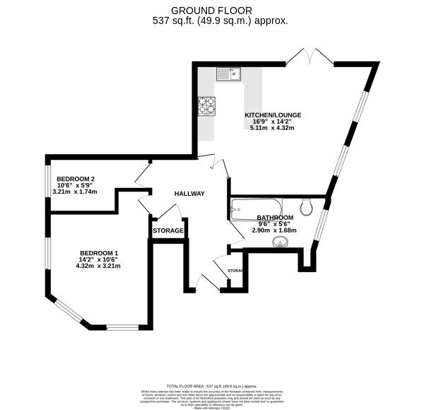 Floorplan - Apartment 1, Powell House, Michael Street Peel. - Plan 1 of 1