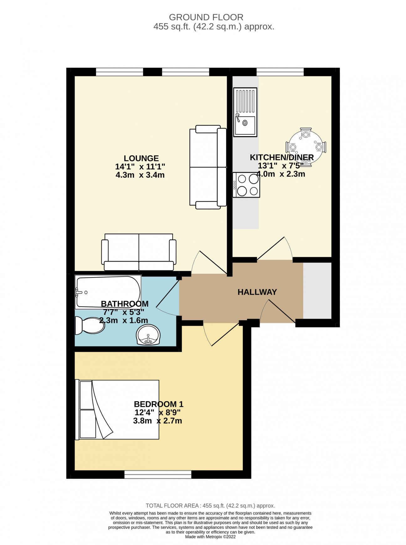 Floorplan - Flat 3, 12, Derby Road, Douglas, IM2 3ET. - Plan 1 of 1