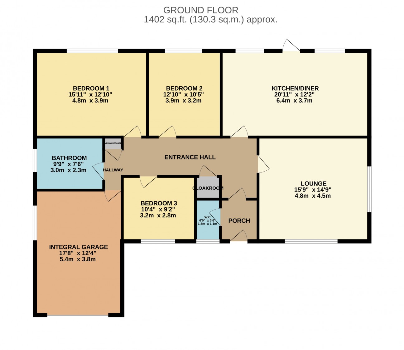 Floorplan - 92, Ballagarey Road, Glen Vine, Isle of Man, IM4 4EU. - Plan 1 of 1