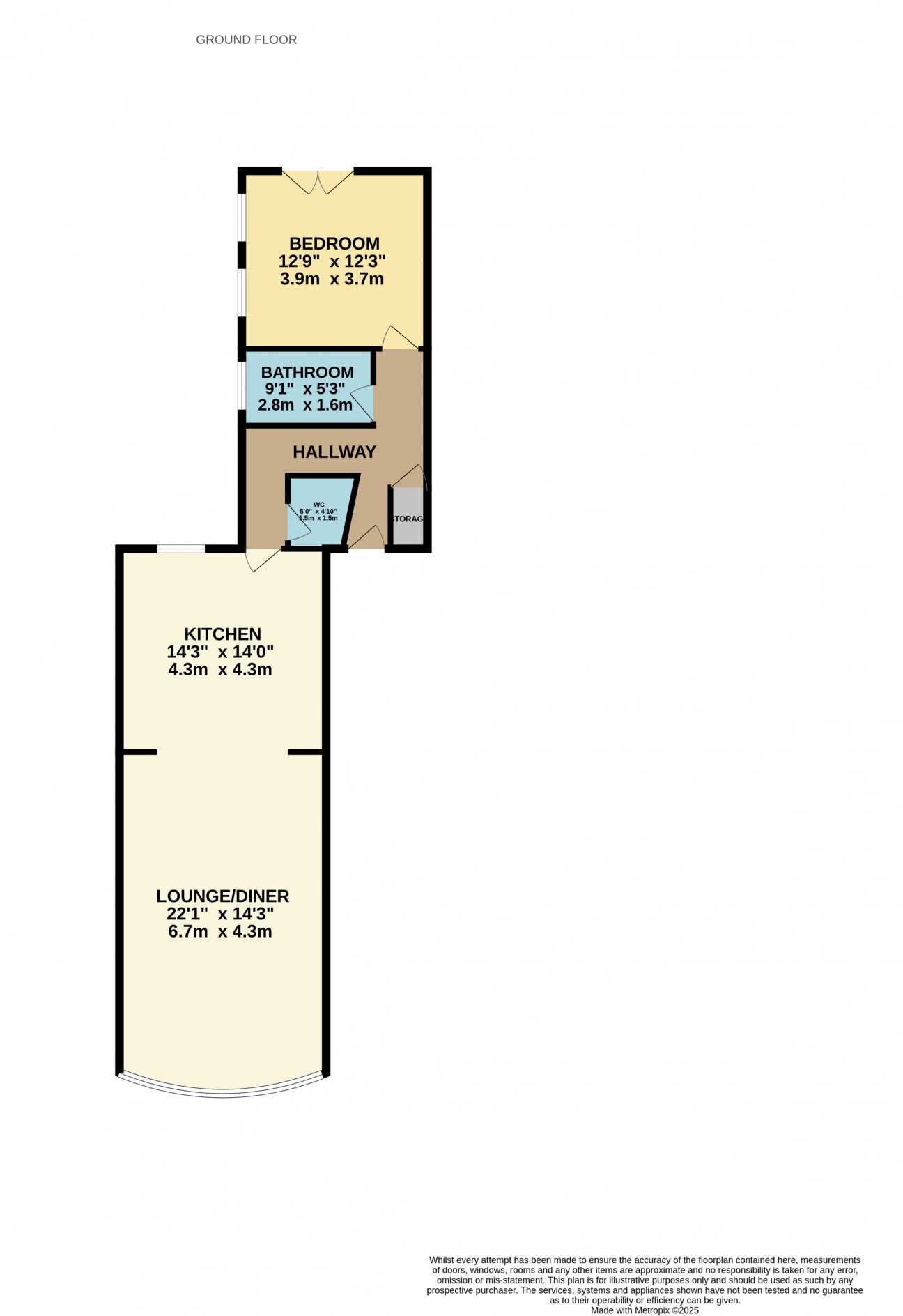 Floorplan - Flat 9, Clybane, Mooragh Promenade, Ramsey, Isle of Man, IM8 3BA. - Plan 1 of 1