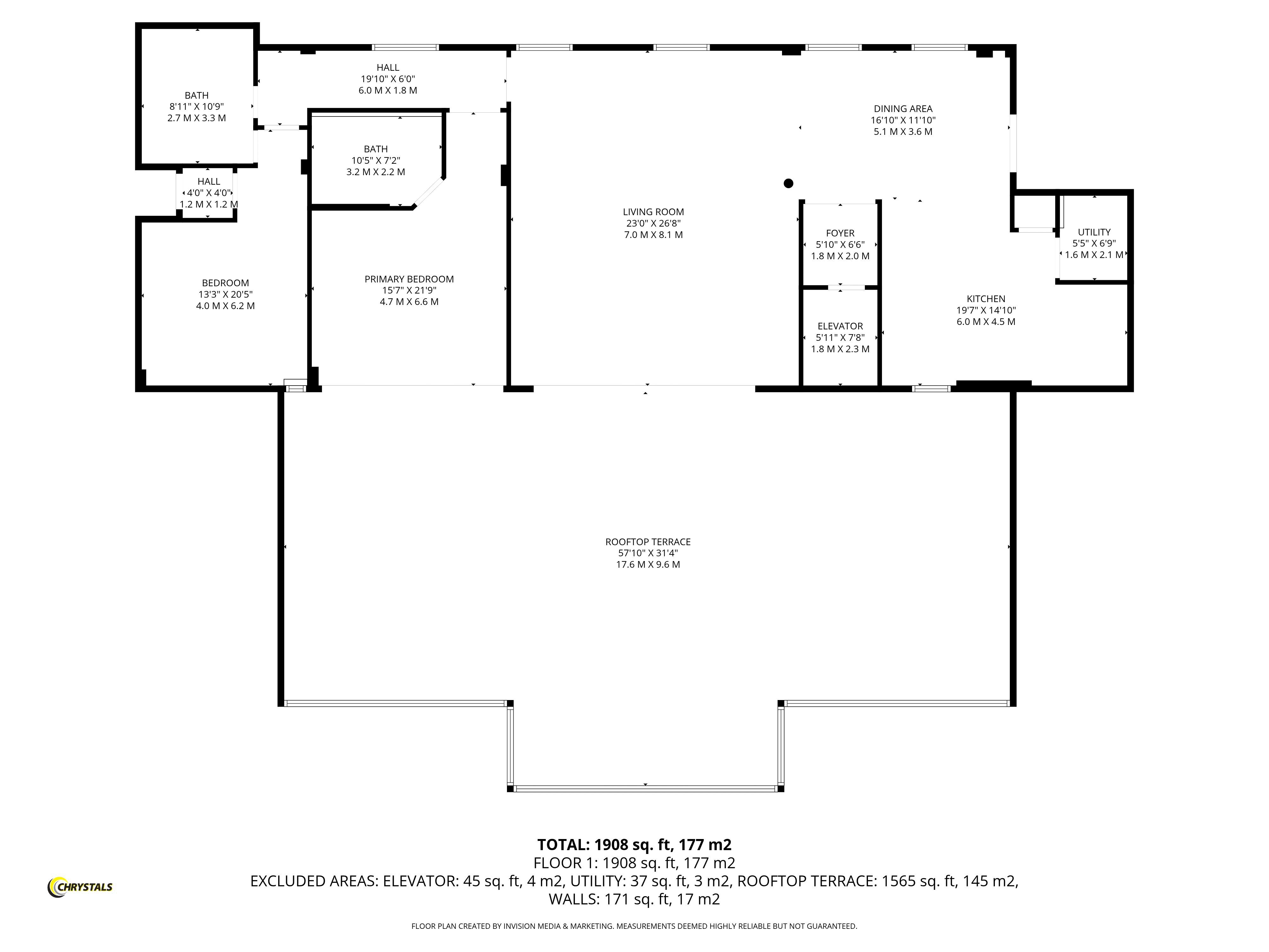 Floorplan - The Rooftop Penthouse, Coutts House Summerhill Road, Onchan IM3 1NW. - Plan 1 of 1