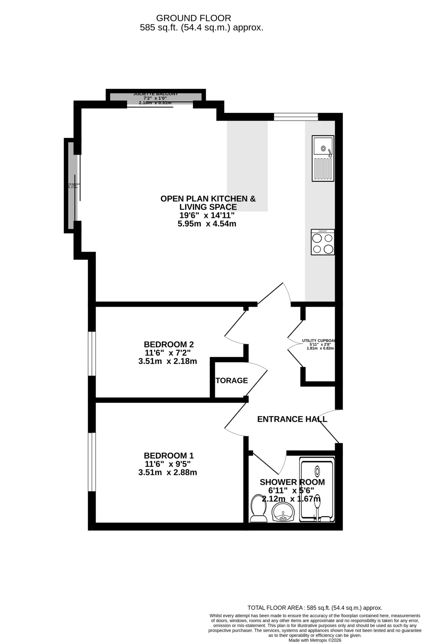 Floorplan - Apartment 1, Slieau Ree, Union Mills. - Plan 1 of 1