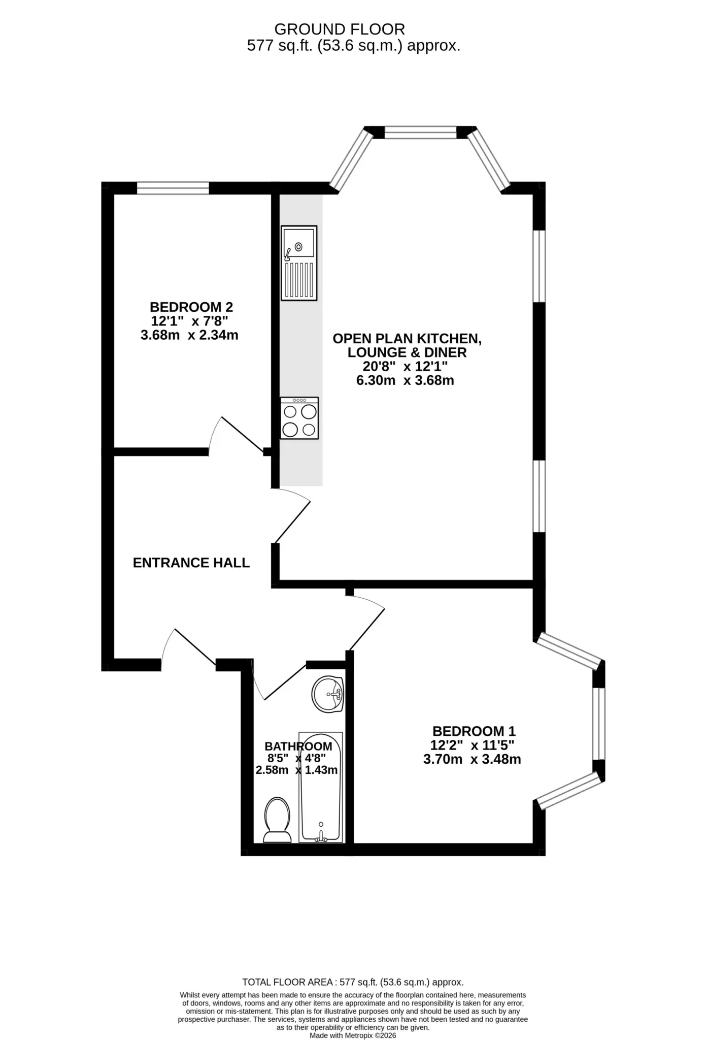 Floorplan - Apartment 1, 142 Bucks Road, Douglas. - Plan 1 of 1