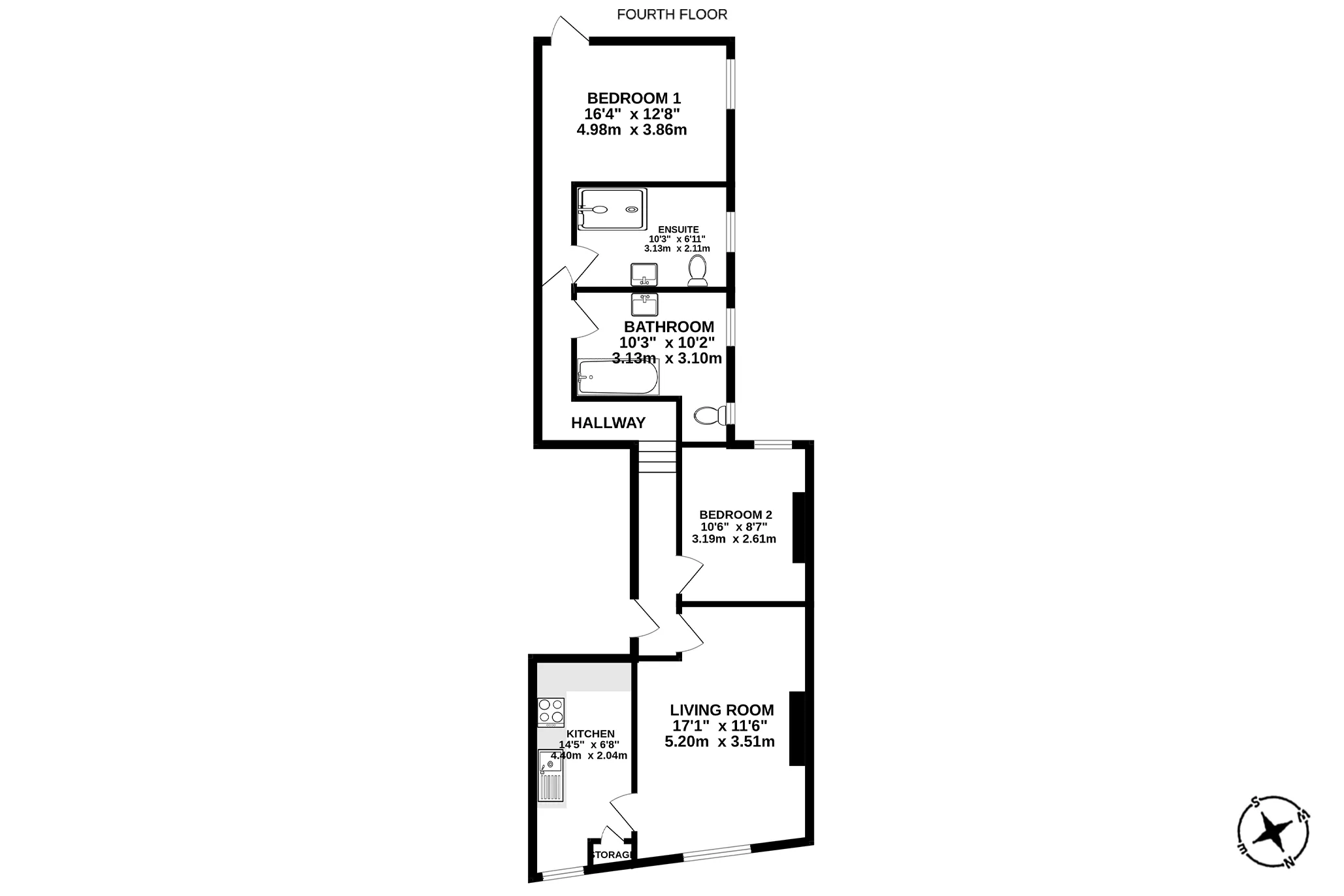 Floorplan - Flat 9, Atholville, Castle Drive, Douglas. - Plan 1 of 1