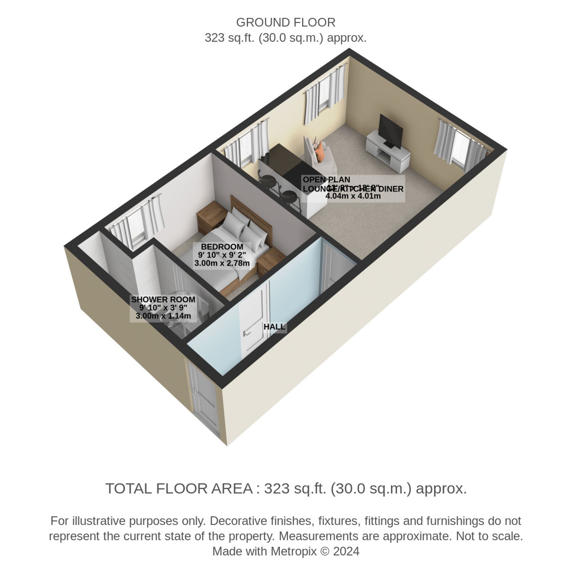 Floorplan - 1 bed flat for sale in Mooragh Promenade, Ramsey, IM8. - Plan 1 of 1