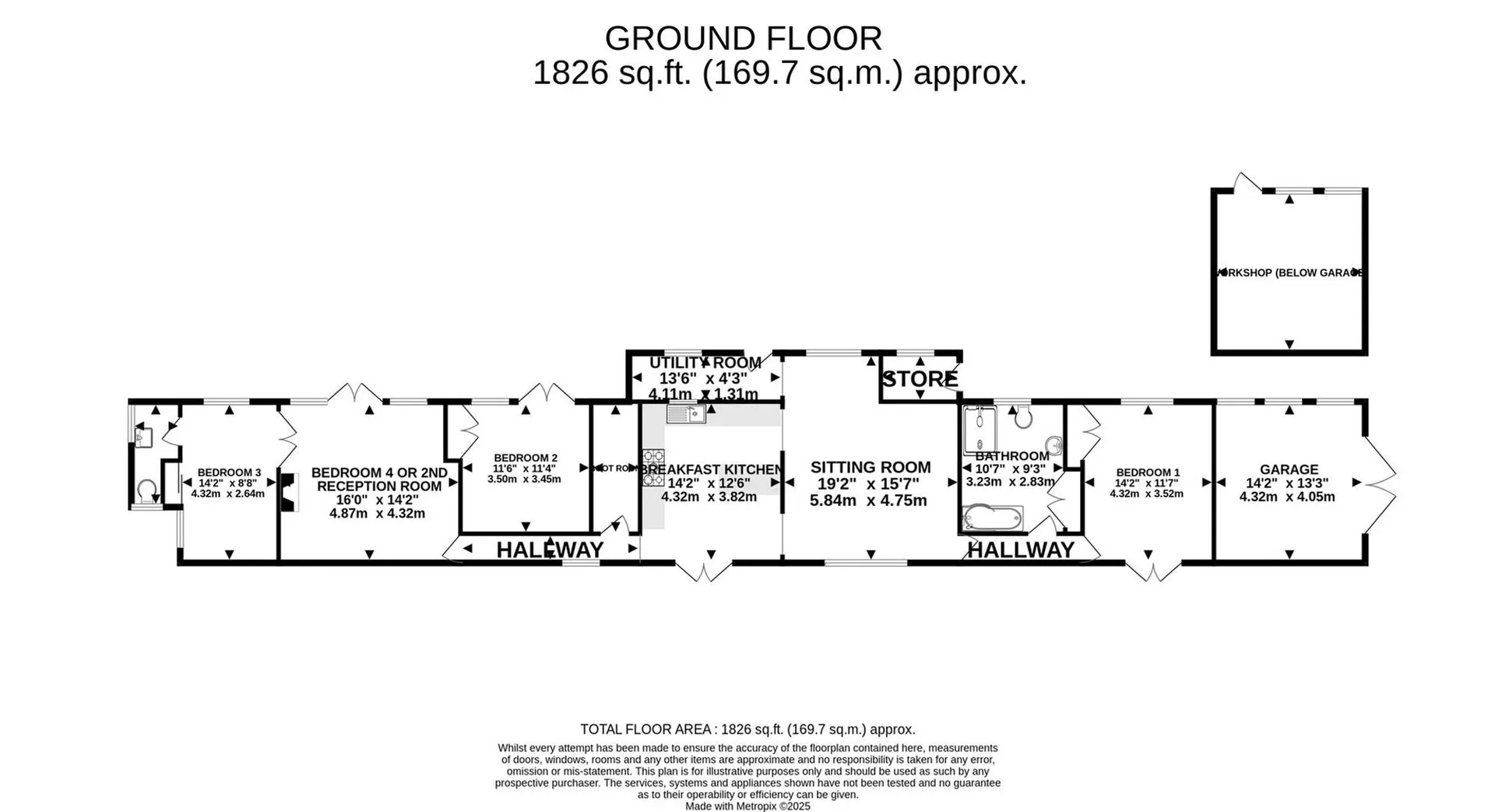 Floorplan - 4 bed detached bungalow for sale in Sulby Bridge, Sulby, IM7. - Plan 1 of 1