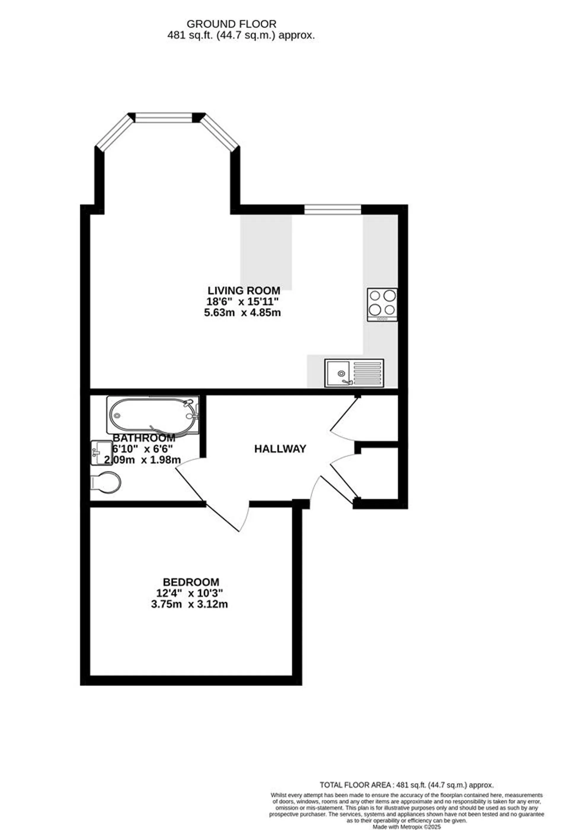 Floorplan - 1 bed apartment for sale in Belmont Terrace, Douglas, IM1. - Plan 1 of 1